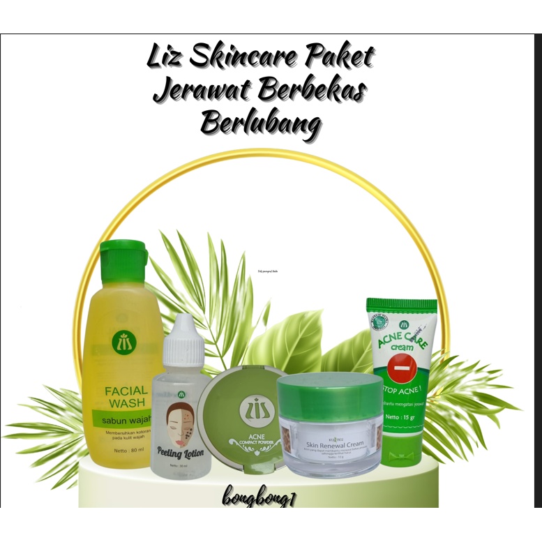 liz skincare 5in1 paket jerawat berbekas berlubang dr listiani - acne compact powder - facial wash -