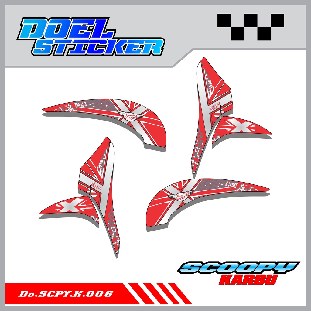 Sticker Striping Honda SCOOPY Karbu Tahun 2010-2013 List Variasi Hologram , Crome Doel 006