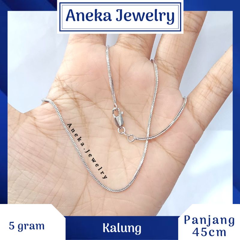 Kalung Flexy 5gr, Sepuh Emas Putih, Perak 925