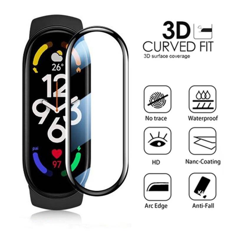 1-3pcs Film Untuk Xiaomi mi band 7 Pro 3D Curved Hydrogel Film Smart Watchband Screen Protector Film Untuk mi band 76 5 Bukan Kaca