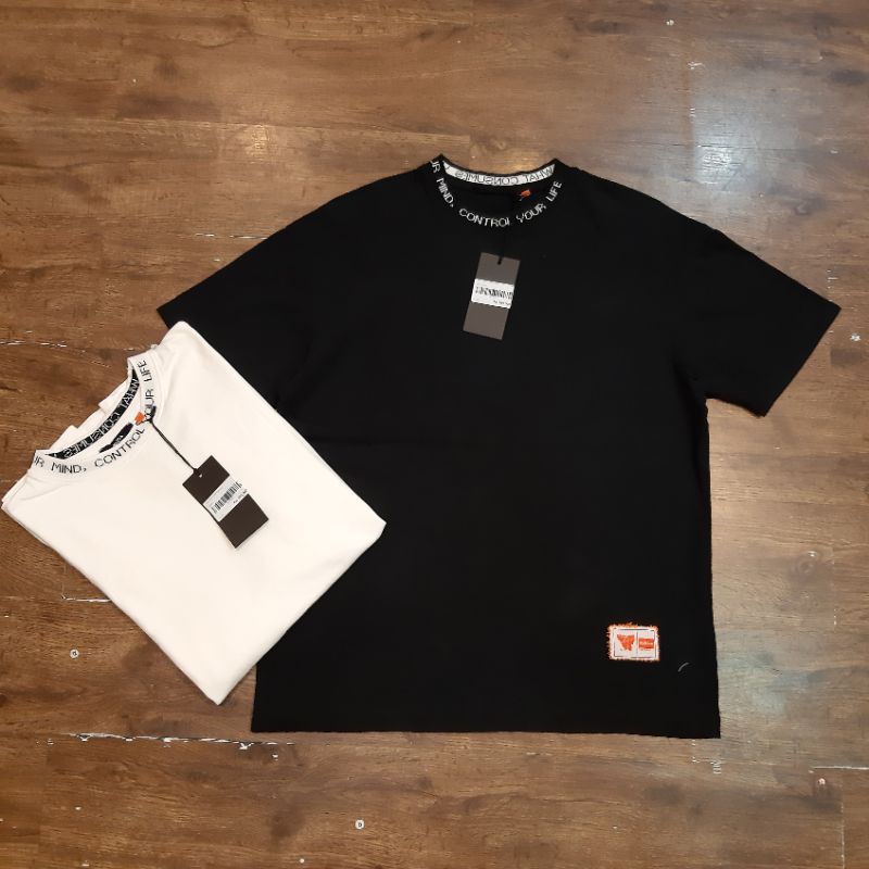 Muzca Men CYM Ribbed Tshirt -  Black - White
