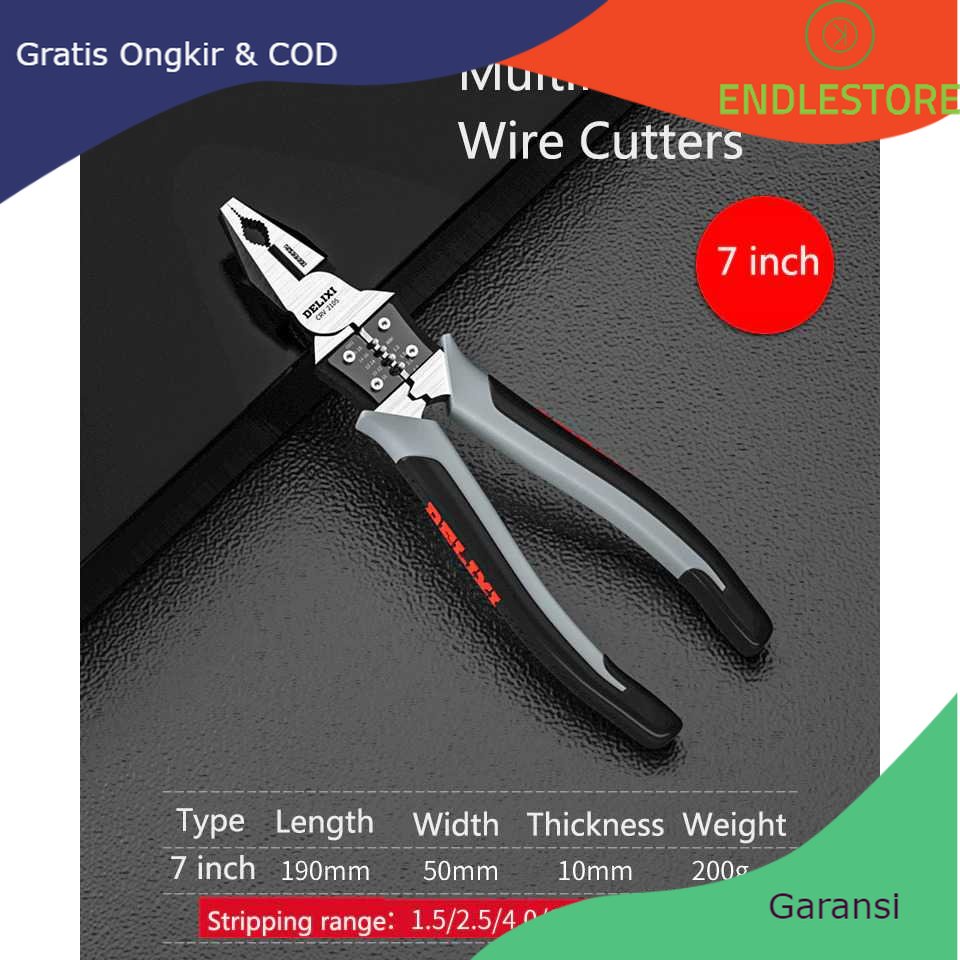 DELIXI Tang Pemotong Kawat CRV Multifungsi Wire Cutter