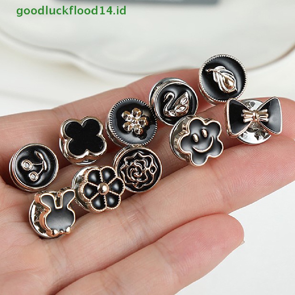 [GOOGFOUR] 10pcs/set Lucu Praktis Anti-Silau Bros Dress Garis Leher Mutiara Pin Pakaian Fixe [TOP]