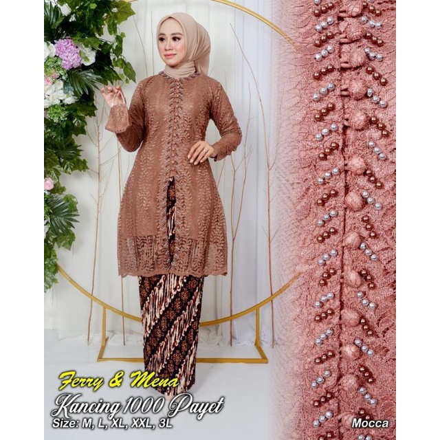 Permata Olshop / Kebaya Tunik Brukat Kancing Busui Payet Modern FM / Kebaya Jumbo Ld 125cm / Kebaya Wisuda / Kebaya Payet Seragam Modern