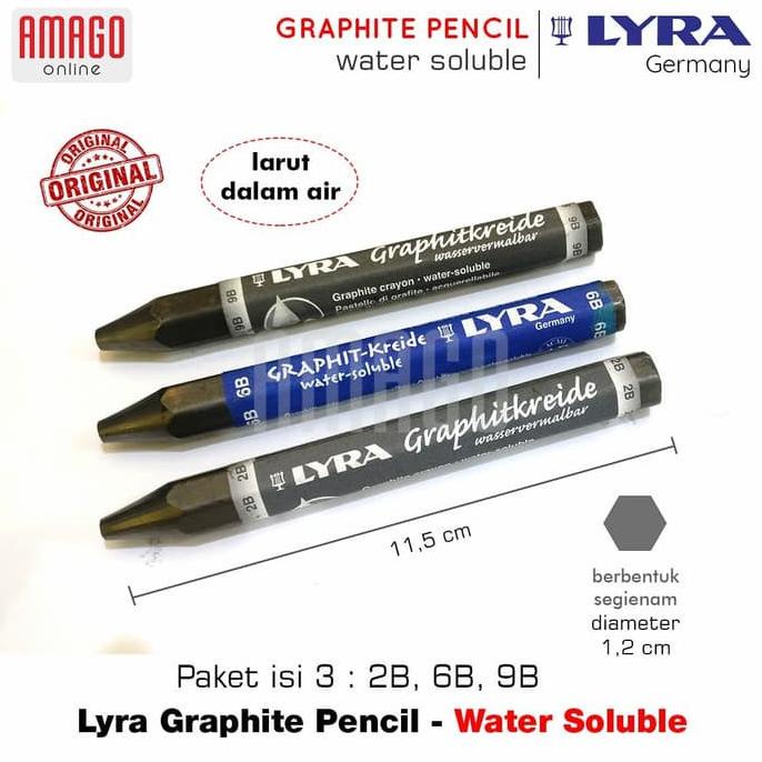 

[KODE YIJRM] LYRA WATERCOLOUR GRAPHITE PASTELS - WATER SOLUBLE (LARUT DI AIR) PAKET ISI 3 - 2B/6B/9B - L563010X