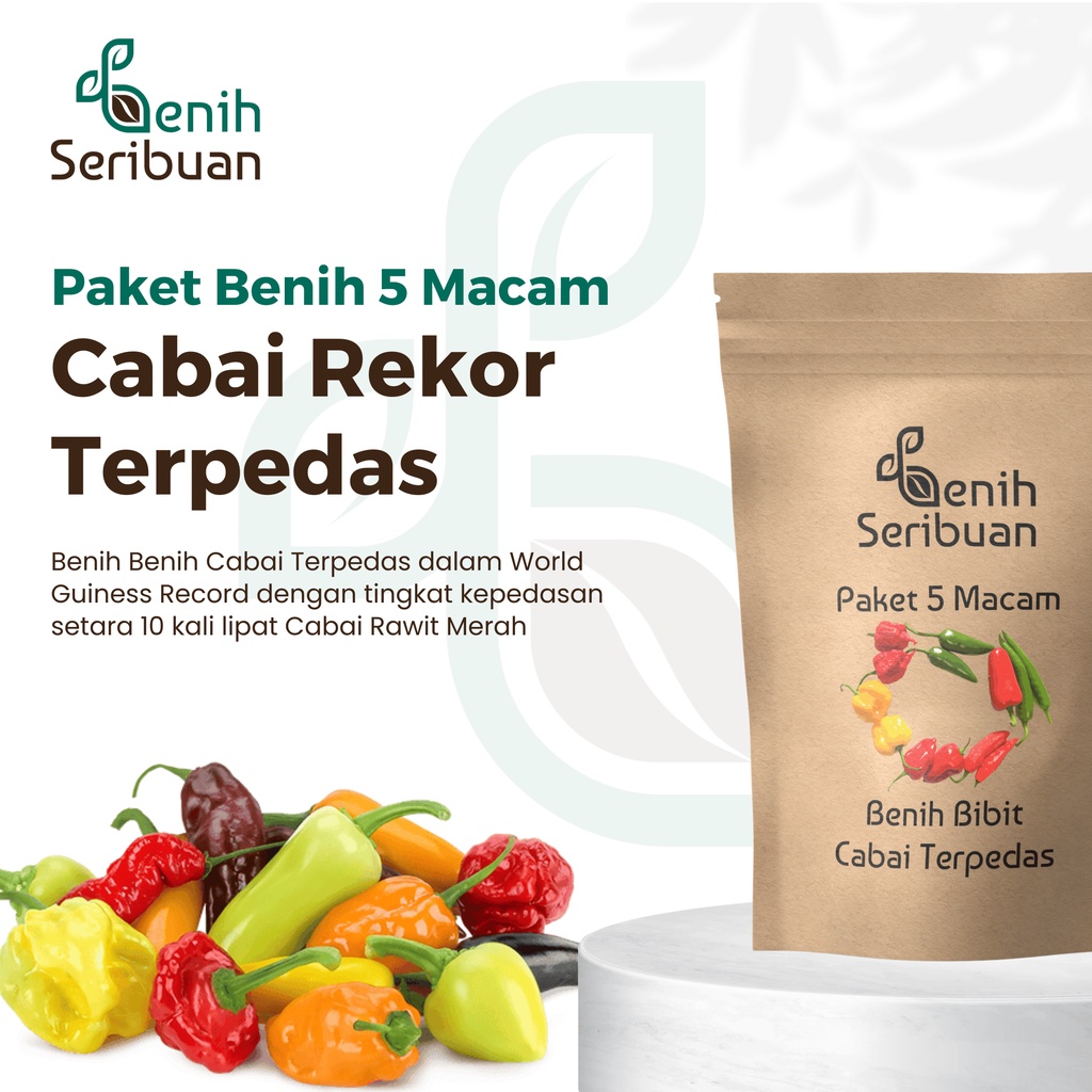 Benih Seribuan - Paket 5 Macam Bibit Cabe Rekor Terpedas di Dunia