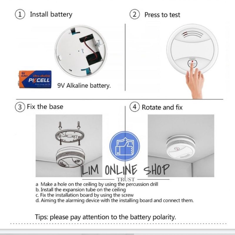 Alat Smart Smoke Detector Wifi TUYA APP Android IOS Alarm Sistem Pendeteksi Asap Kebakaran Fire Detection Hotel Rumah Pabrik Toko