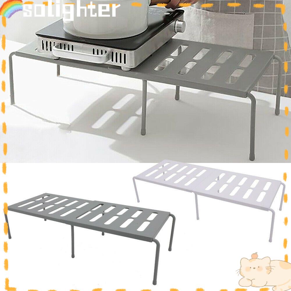 Solighter Adjustable Lemari Rak Adjustable Penyimpanan Bumbu Double Layer Pantry Organiser Rack