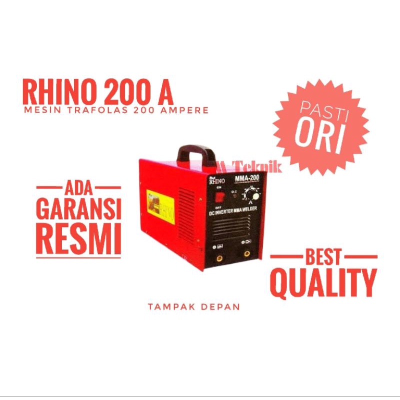 Trafolas Rhino 200 A trafo 200 ampere mesin las Inverter MMA 200a travo 900 watt