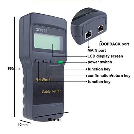 SC8108 Cable Tester  LCD Digital Cat5 RJ45 Network Lan