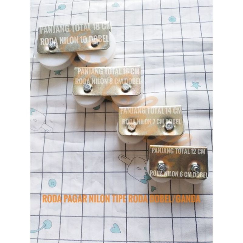 Roda Nilon roda dobel/ganda 8 cm