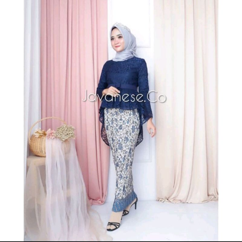 Kebayashopp Set kebaya aurora full furing/kebaya pinguin/kebaya wisuda/fshion wanita/baju wanita/kebaya murah/kebaya pesta/kebaya kondangan rok plisket