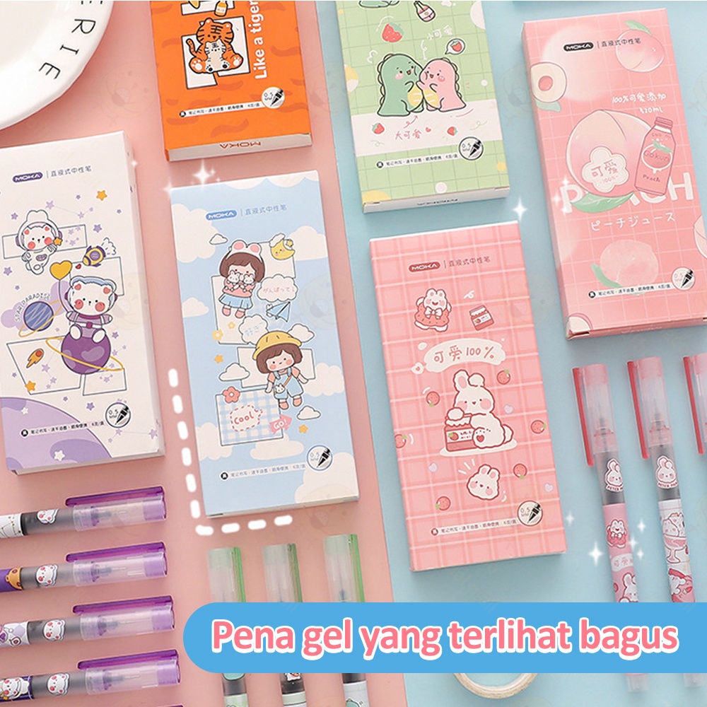 Poney Pulpen gel motif lucu isi 6pcs 0.5mm Ballpoint gel import pulpen aesthetic