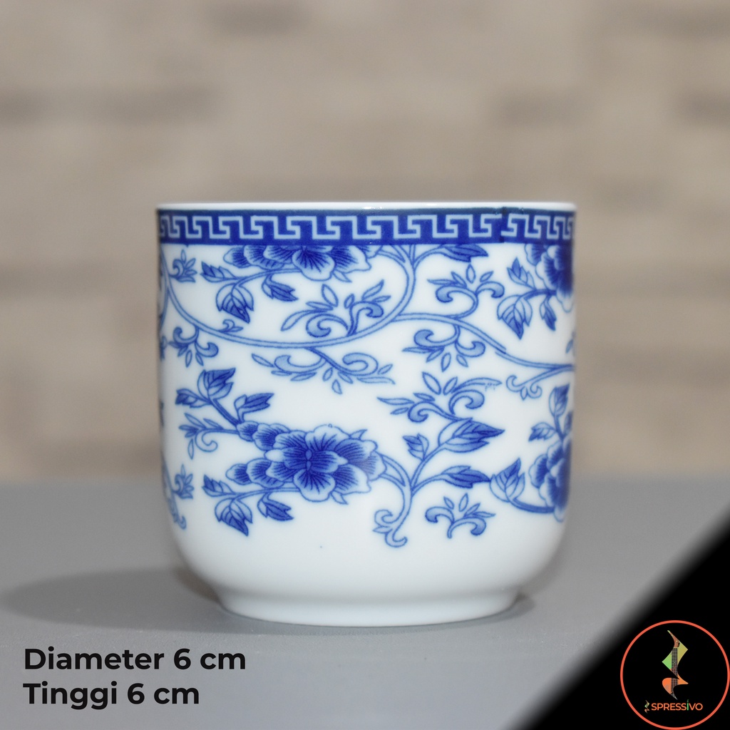 Teko 330ml  + 6 cangkir teh keramik blue &amp; white chinese tea set [705]