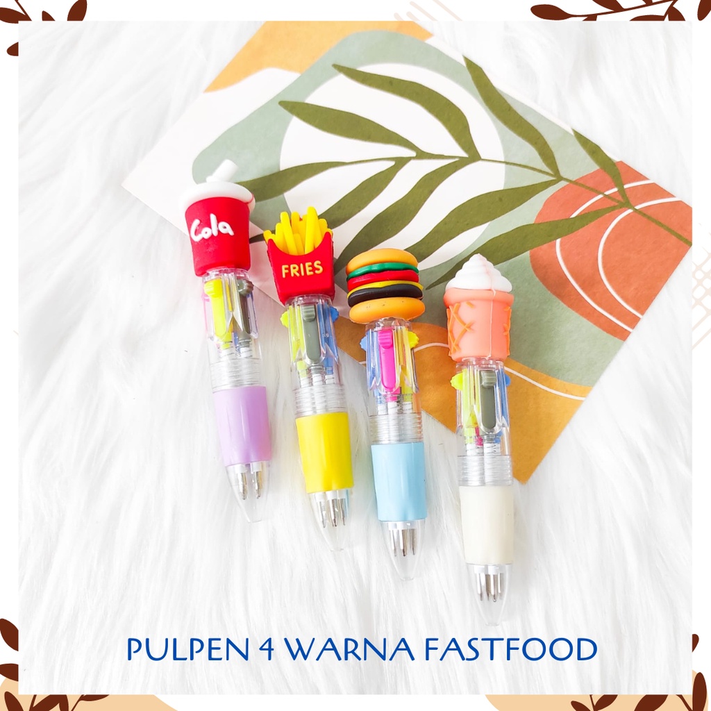 

PULPEN 4 WARNA FAST FOOD BENTUK BURGER ICE CREAM COLA KENTANG ALAT TULIS KANTOR SEKOLAH BOLPOIN UNIK IMUT MURAH PEN GEL MAKANAN LUCU MURAH PENA