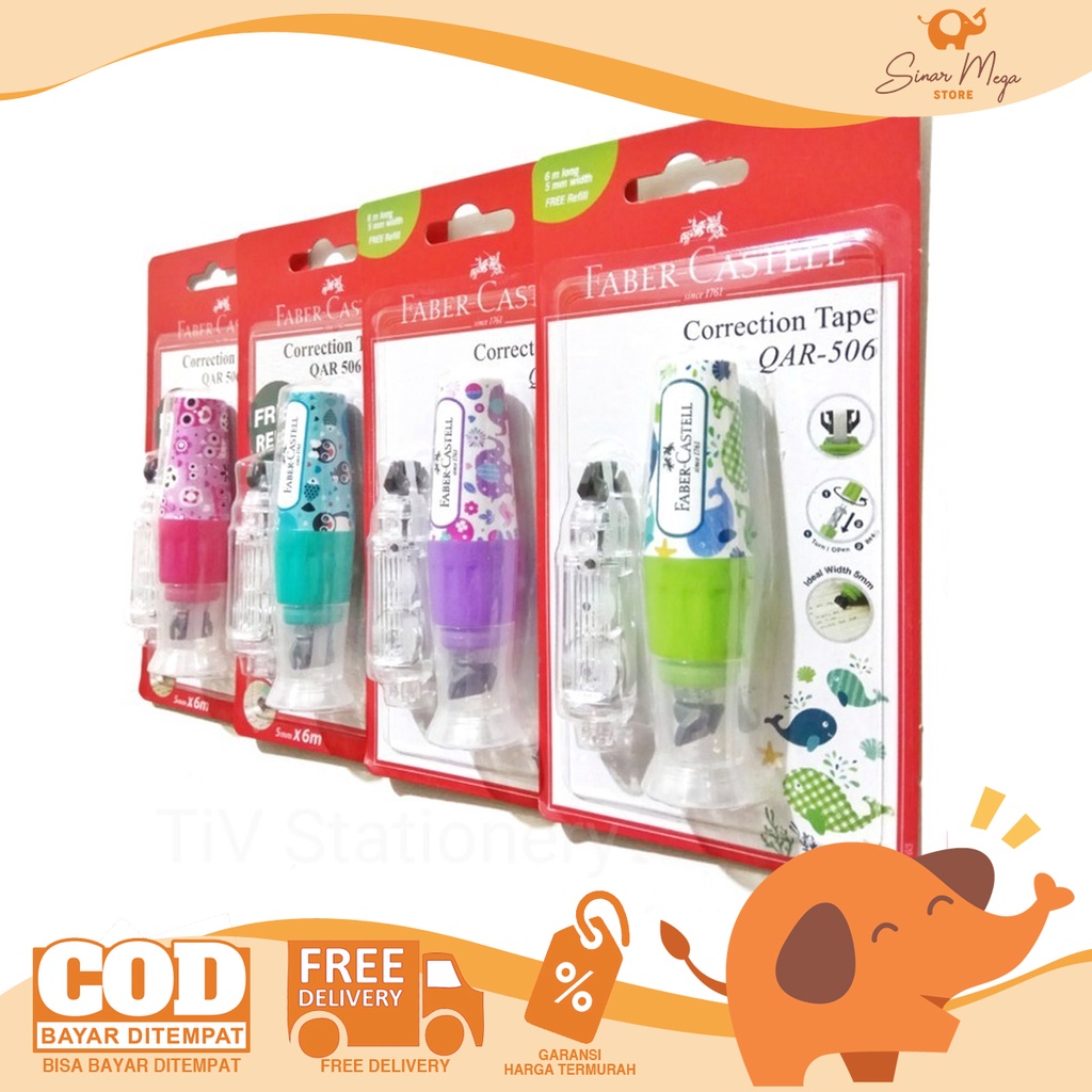 Faber Castell Correction Tape QAR-506+Refill/ Tip-Ex Berkualitas Murah