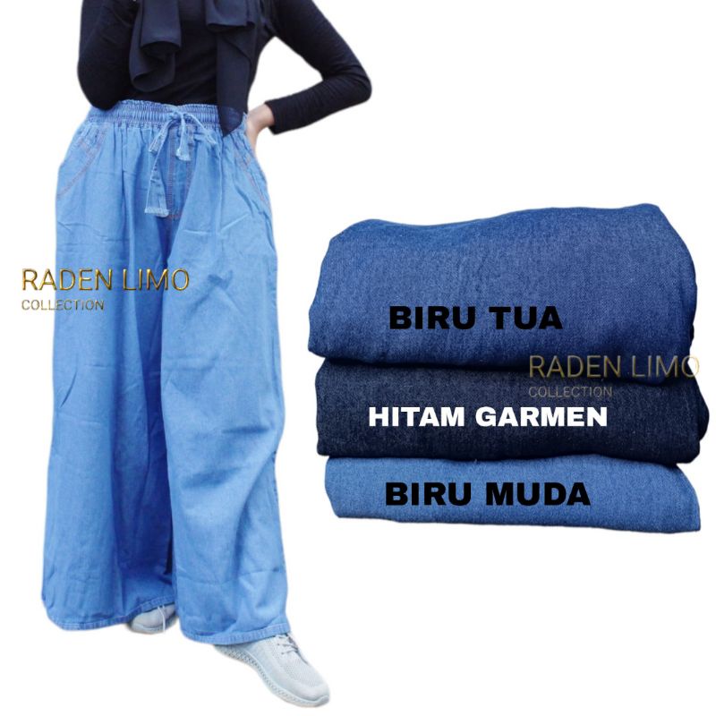 Kulot Jeans Jumbo Wanita Big Size Pinggang Karet - Radenlimo