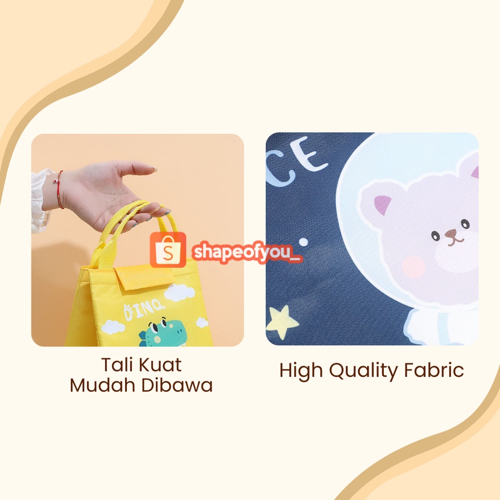 Tas Bekal Makanan Anak Lunch Bag Karakter Alumunium Foil Tahan Panas Dingin Motif Lucu Set Bekal