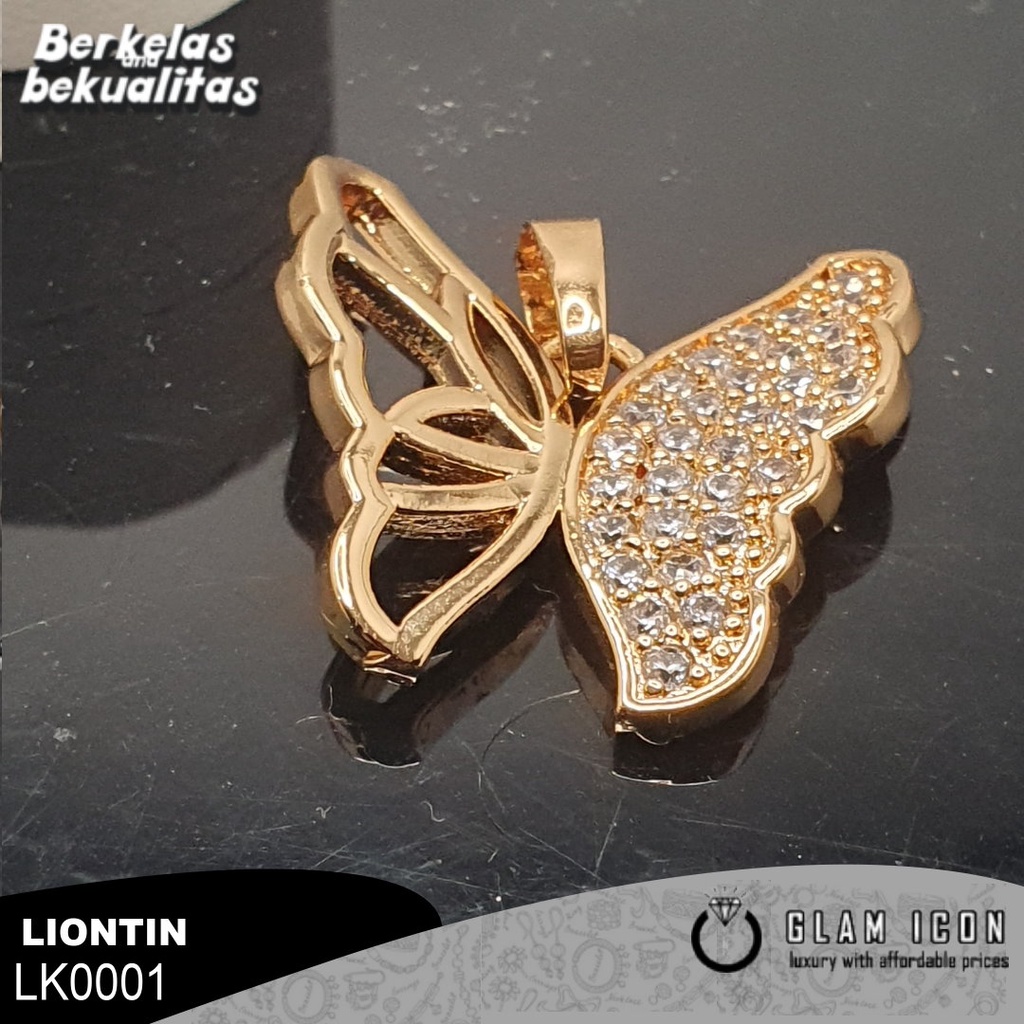 Liontin Kupu Kupu Ukir Mata Tabur sedang LK001