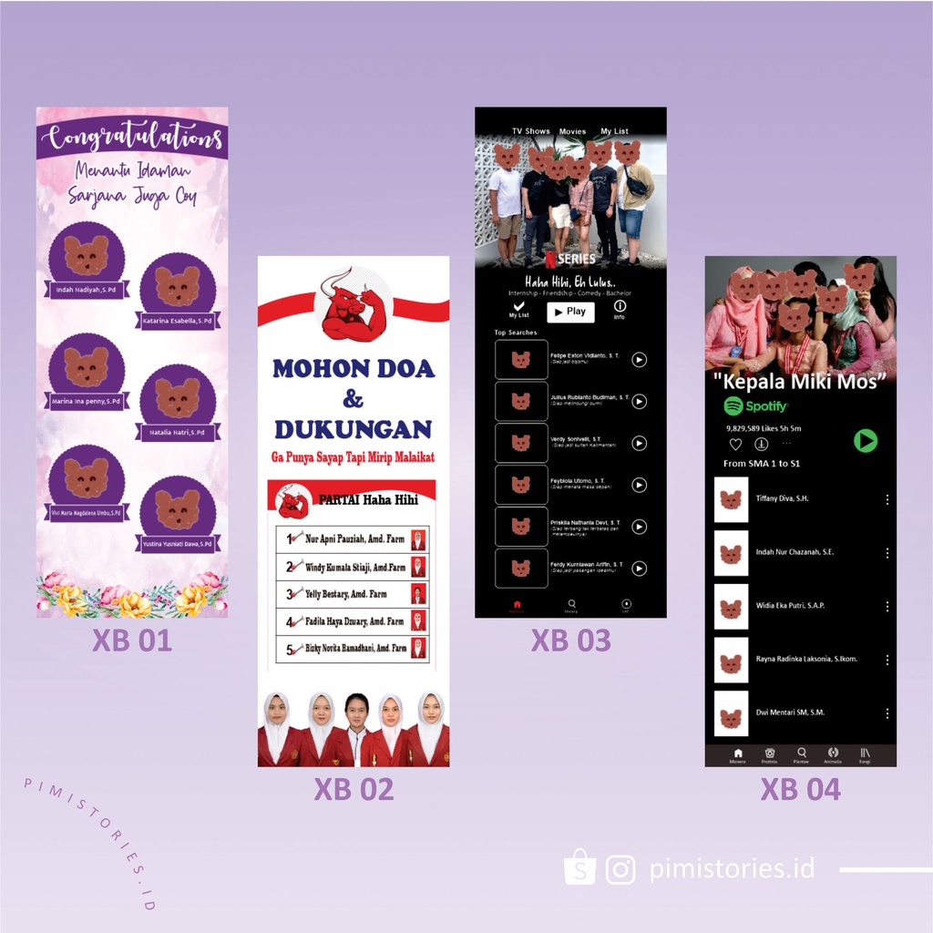 PAKET XBANNER WISUDA ⚫ X BANNER WEDDING ; OLSHOP ; USAHA ⚫ GRATIS DESAIN ⚫ PAKET + TIANG