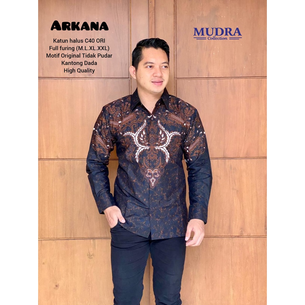 Batik Mudra Collection / Batik Pria Lengan Panjang / Batik Terbaru / Arkana / Mudra Hijab