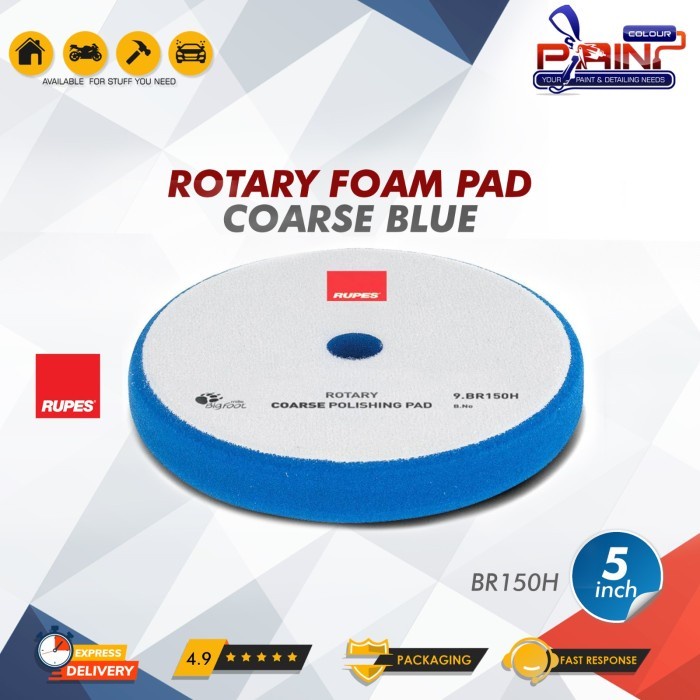 RUPES Rotary Foam Pad COARSE 5 inch BR150H Blue Busa Mesin Poles