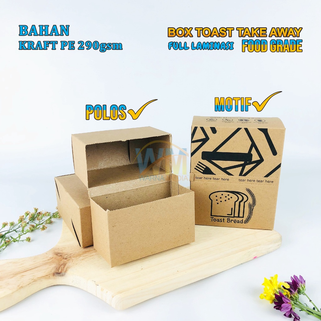 Toast Box Bread Take Away / Toast Box Take Away / Kotak Roti Bakar / Toast Holder / Box Sanwich / Toast Box Tutup / Dus Roti Toast / Kraft Food Grade(Minim 50pcs)
