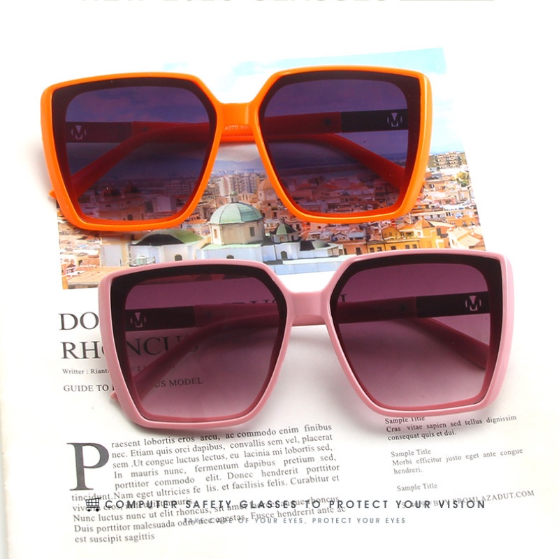 (YUZHU) Sederhana Fashion Oversized Square Frame Kacamata Hitam Wanita Vintage Fashion Colorful Kerai Sunglasses Women
