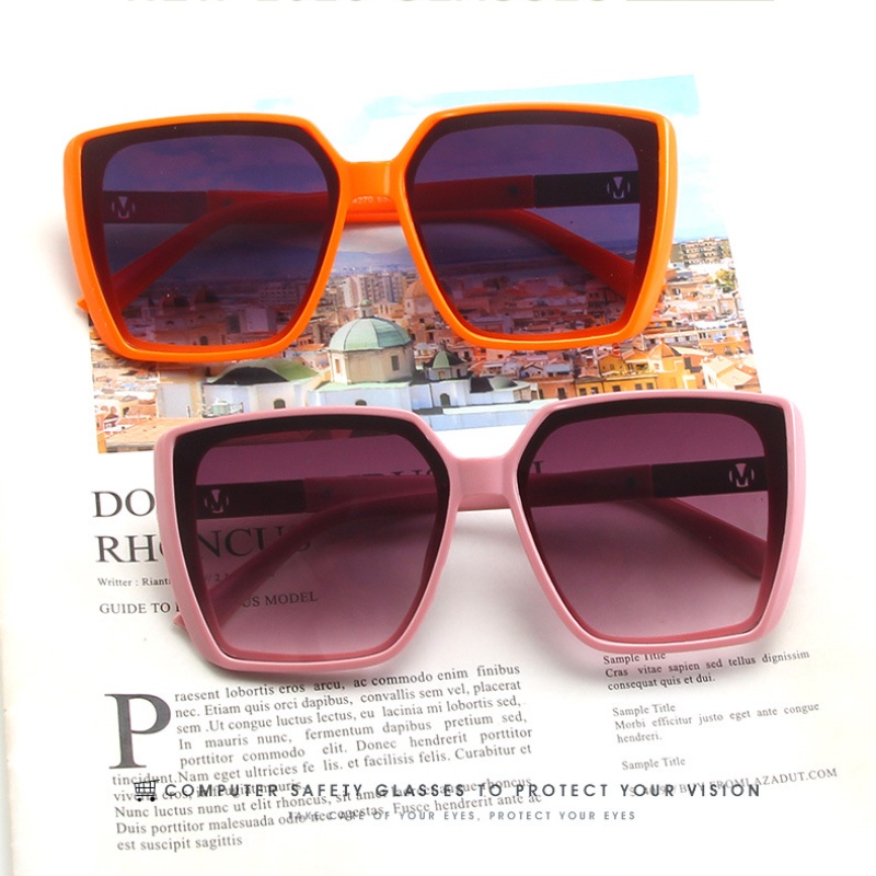 (YUZHU) Sederhana Fashion Oversized Square Frame Kacamata Hitam Wanita Vintage Fashion Colorful Kerai Sunglasses Women