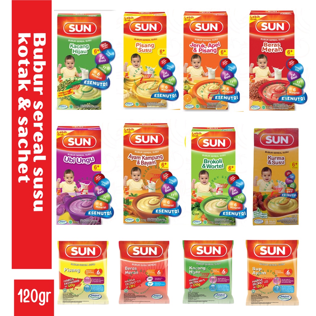SUN Bubur Susu Sereal Kotak Dan Sachet 120 Gram