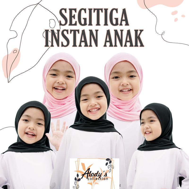 Jilbab Segitiga Instan Jersey Anak Usia 0-10 Tahun Ukuran S &amp; M Terbaru / Alody's Collection