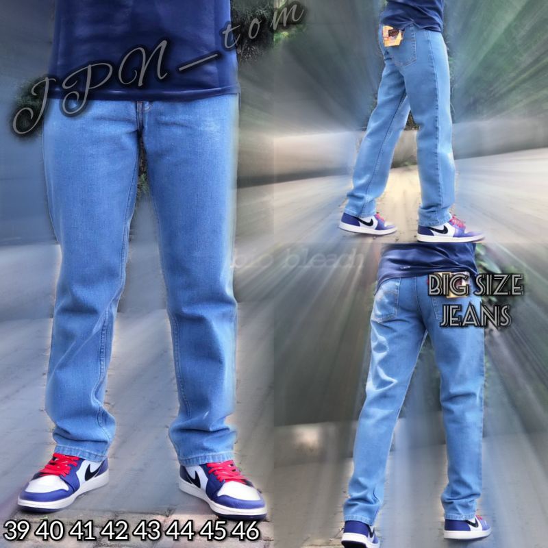 Celana Jeans Hitam Jumbo 40 41 42 43 44 45 46 Denim Bigsize Navy Biru Muda 28 29 30 31 32 33 34 35 36 37 38 39 Pants Jins Panjang Formal Ukuran Besar Standar Reguler Dark Blue Ice Biowash Bioblitz Krem S M L XL XXL XXXL XXXXL