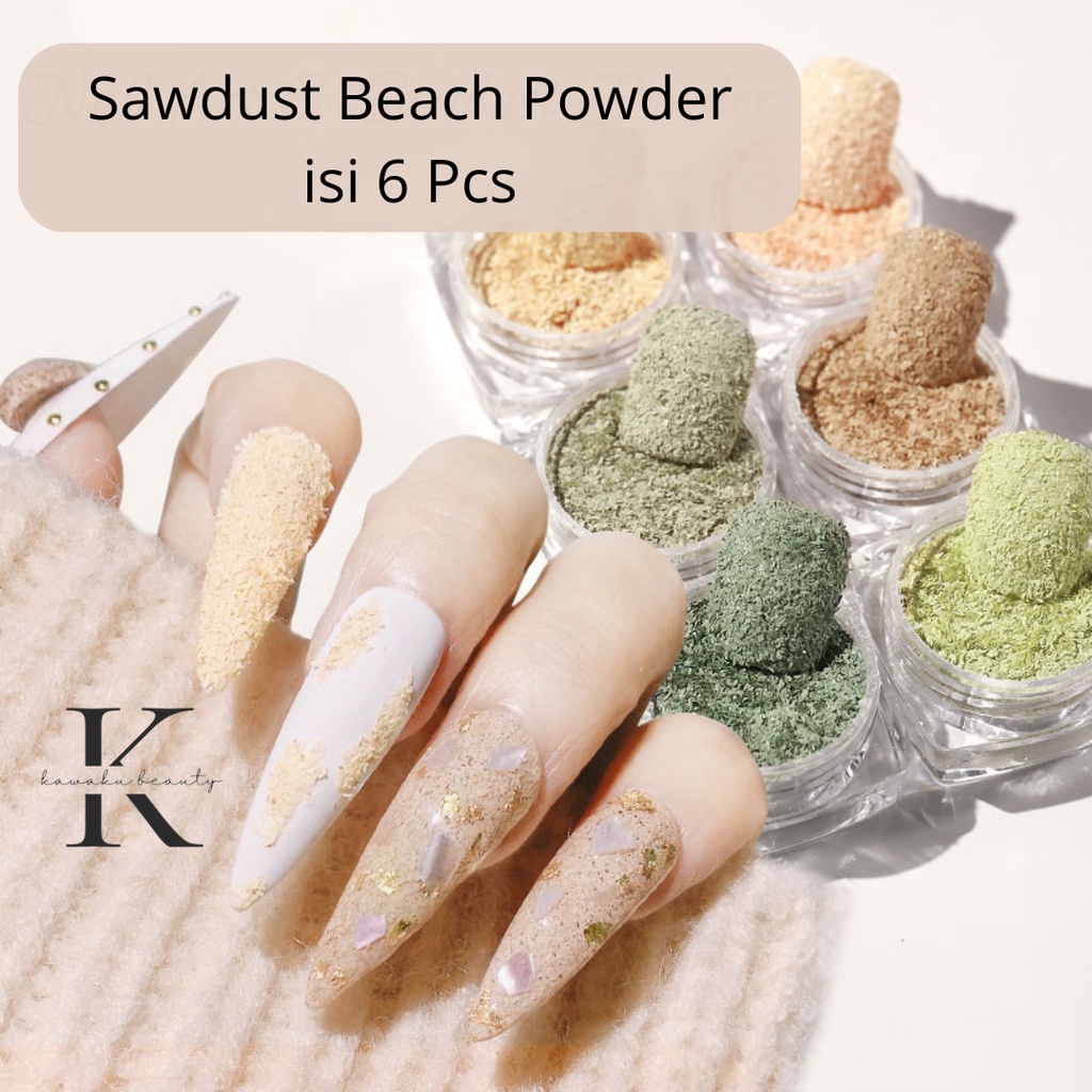 Bubuk Glitter Nail art Glitter Beach Set 6 Warna/ Serbuk Halus Pasir Pantai Nail art