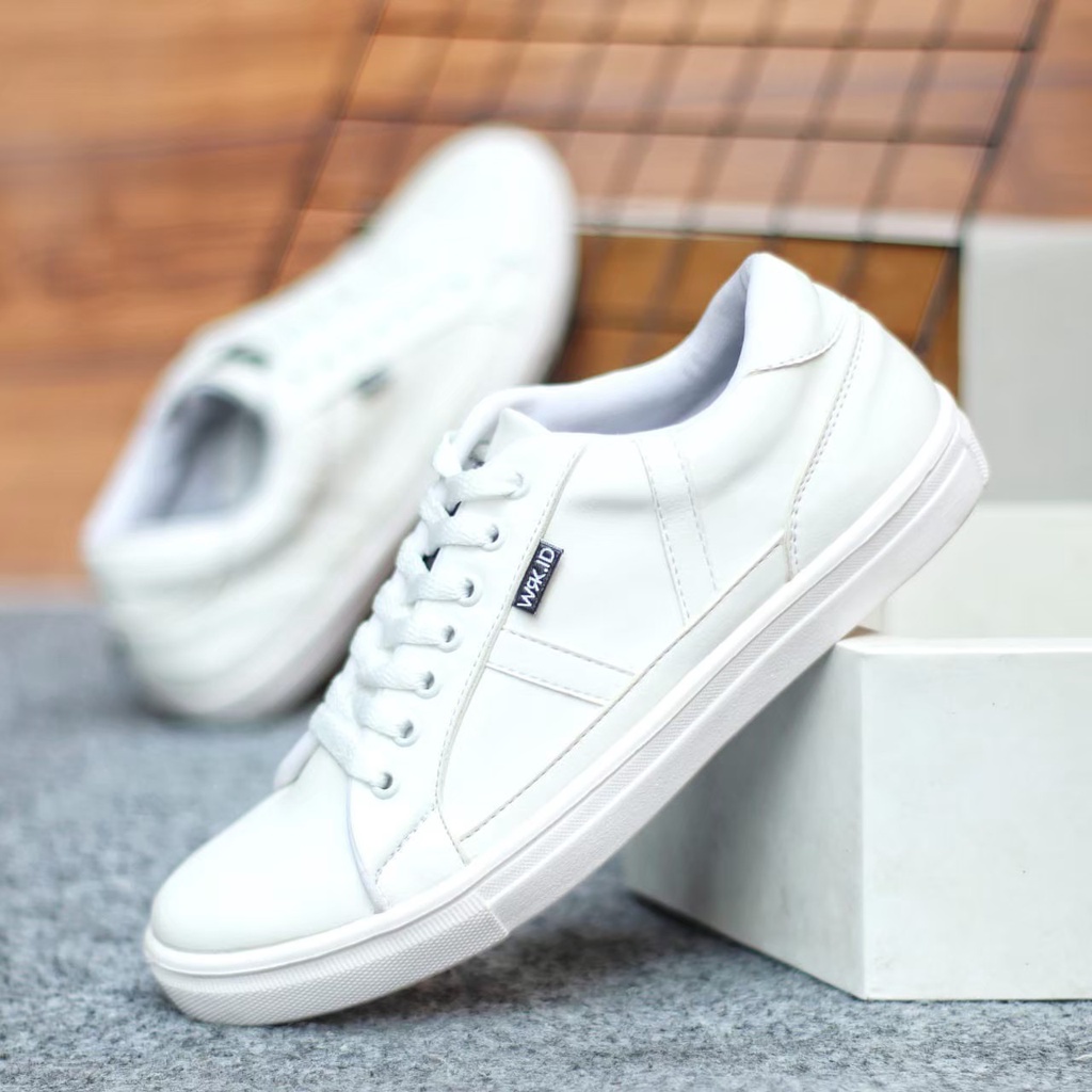BURAY X Sepatu Formal Casual Pria Sneakers Hitam Putih Kasual Kulit Pu Kekinian Kerja Kantor Kuliah Sekolah Kantor Fashion Trandy Shoes Terbaru