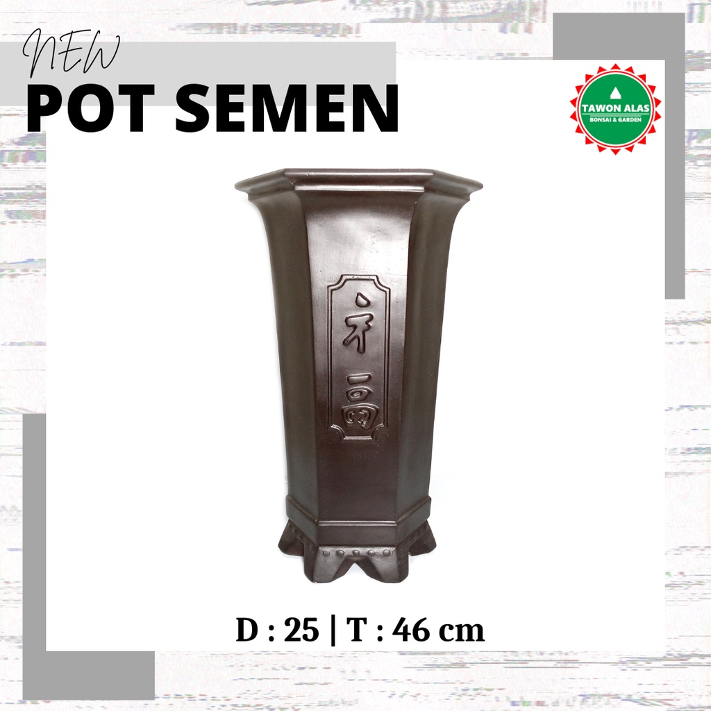 Pot Bonsai Semen Segi Enam Tinggi Medium