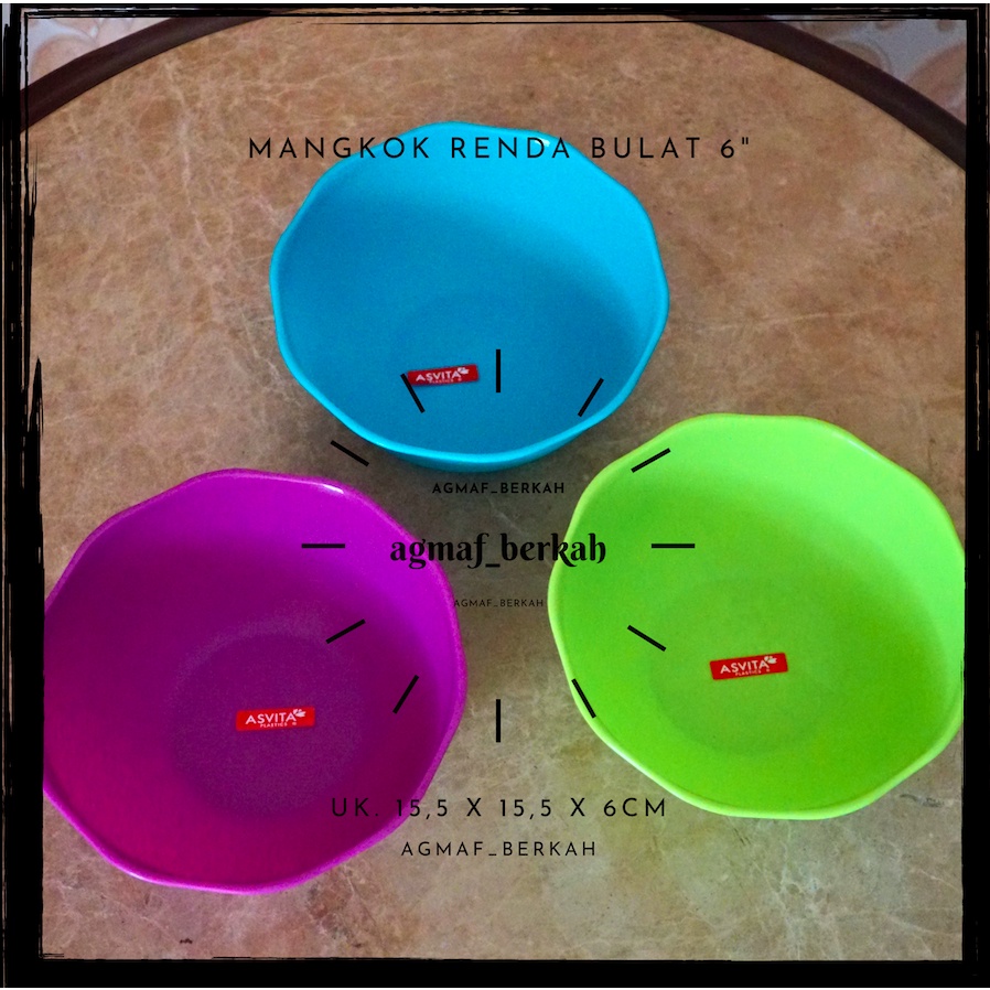 Mangkok plastik / mangkok kuah plastik Renda bulat 6" ASVITA