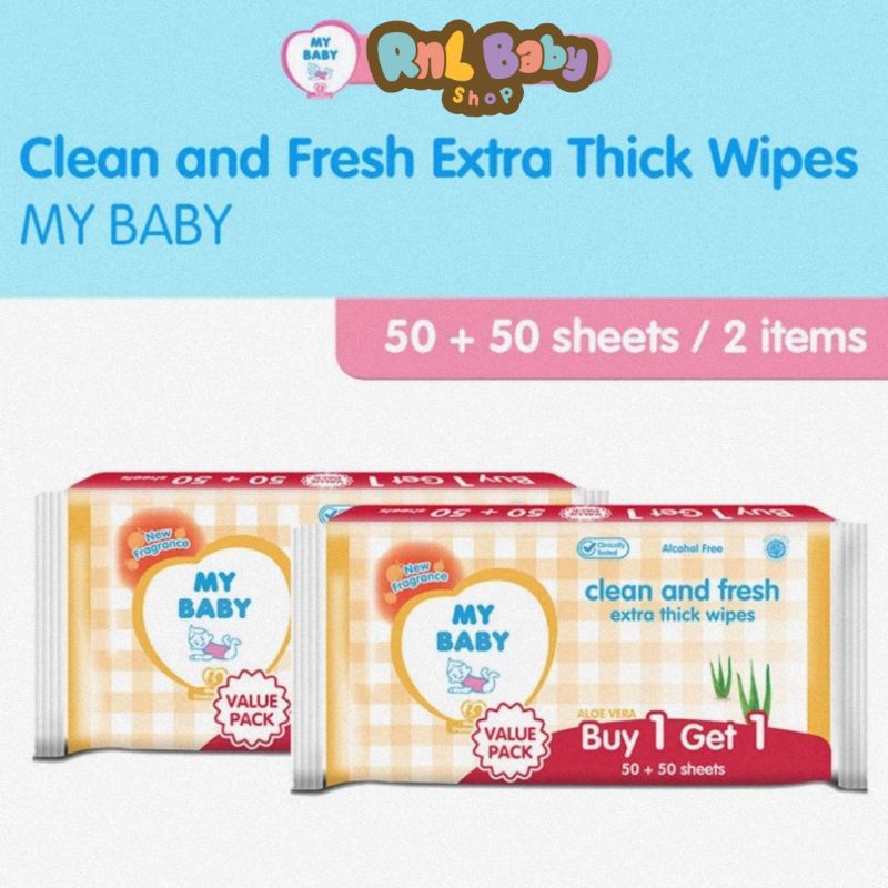 My Baby Tisu Basah 50+50's Buy 1 Get 1 Free - Baby Wipes