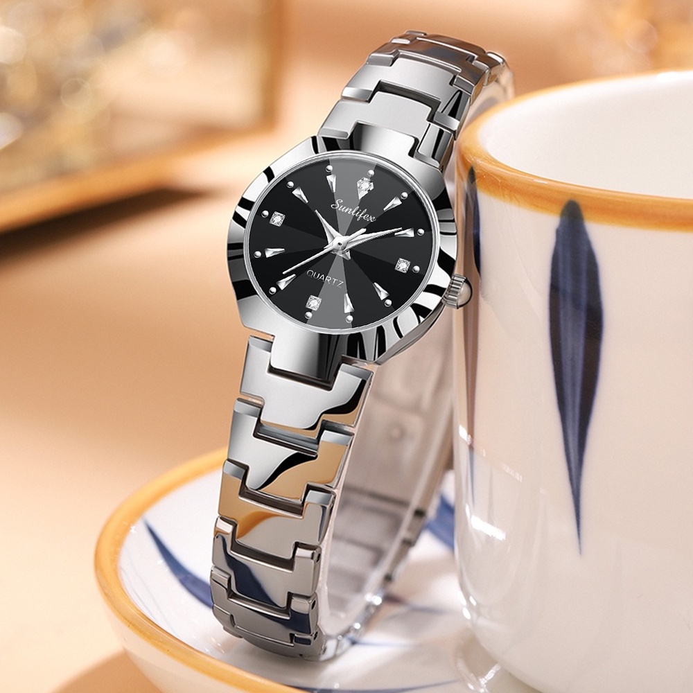 Sunlifex 9090 Jam Tangan Wanita Original Berlian Anti Air Kuarsa Bisnis Santai Wanita Jam Tangan Cewek (Kotak Gratis)-2