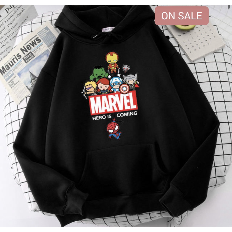 Jumper Hoodie Anak  MAEVEL HERO IS COMING II Jaket Hoodie Anak Viral II Sweater Hoodie Kids Sz M - XL ( Laki Laki &amp; Peremepuan )