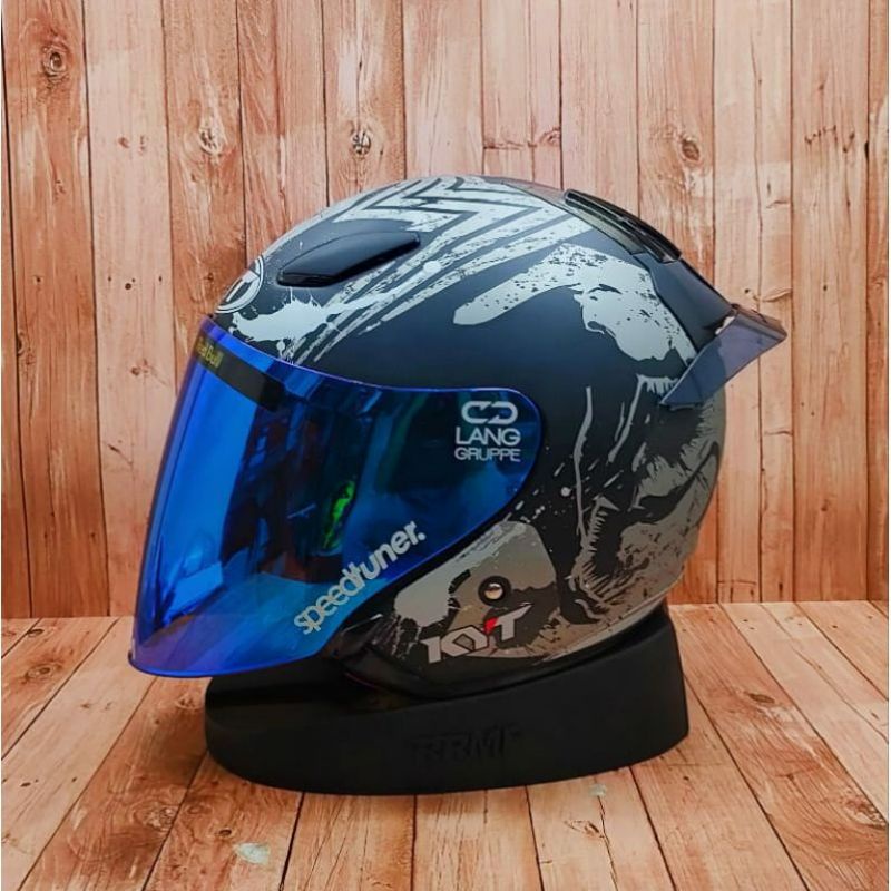 HELM KYT DJ MARU VENOM BLACK DOFF SILVER PAKET GANTENG ORIGINAL PRODUK