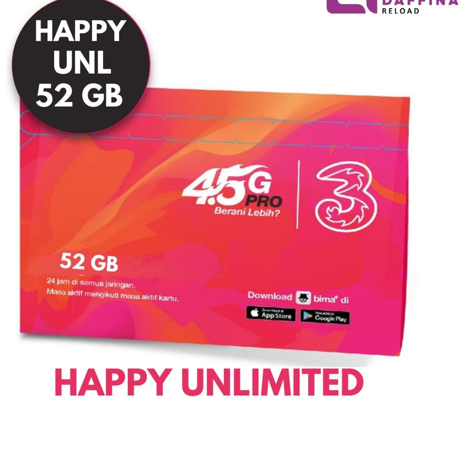 Kartu Pena TRI HAPPY UNLIMITED 52 GB