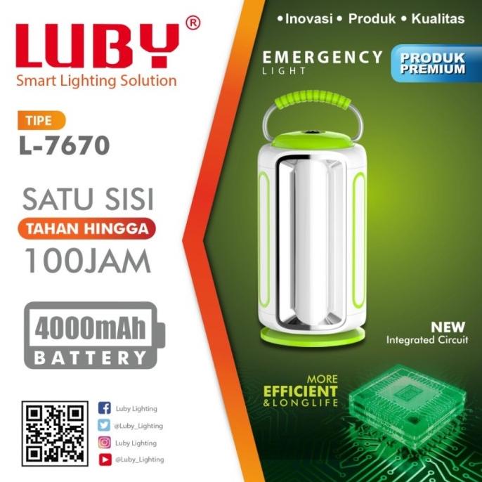 Lampu Led Emergency LUBY 7670 Lampu Darurat L7670 100 Jam Charge