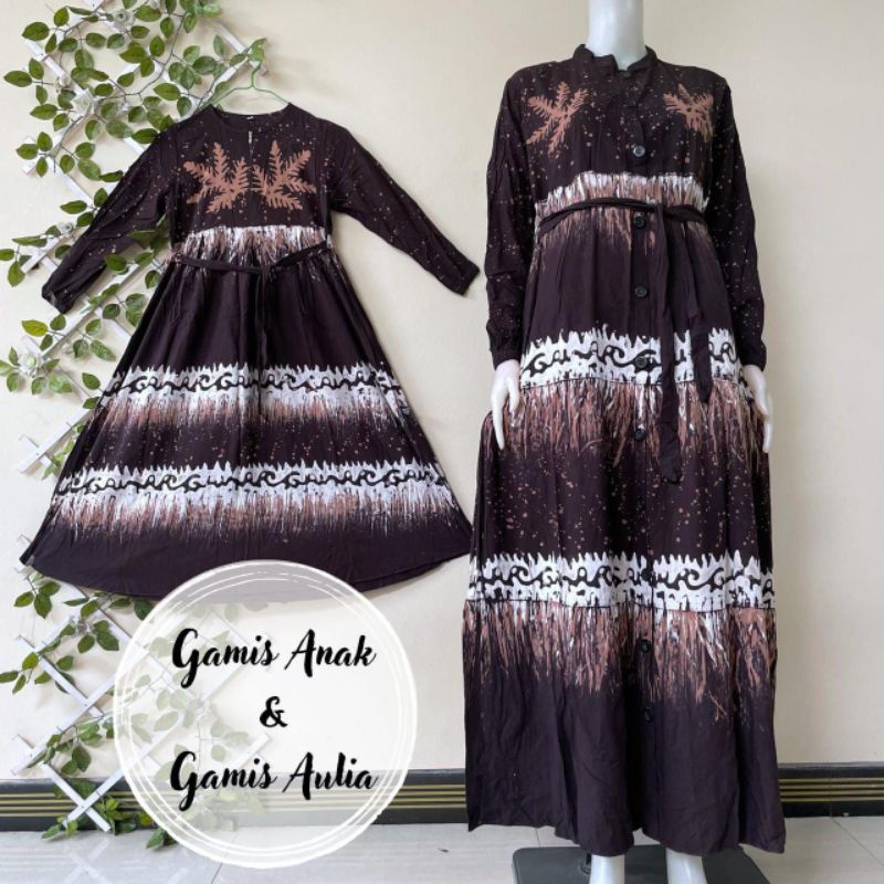 set couple gamis twill ibu anak/sarimbit gamis twill