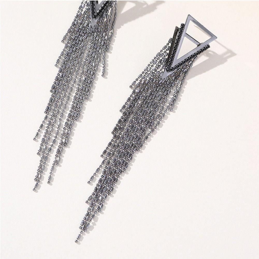 Mxbeauty Wanita Stud Earring Hadiah Minoritas Punk Rantai Panjang Fashion Desain Tembaga Segitiga Menjuntai Earring