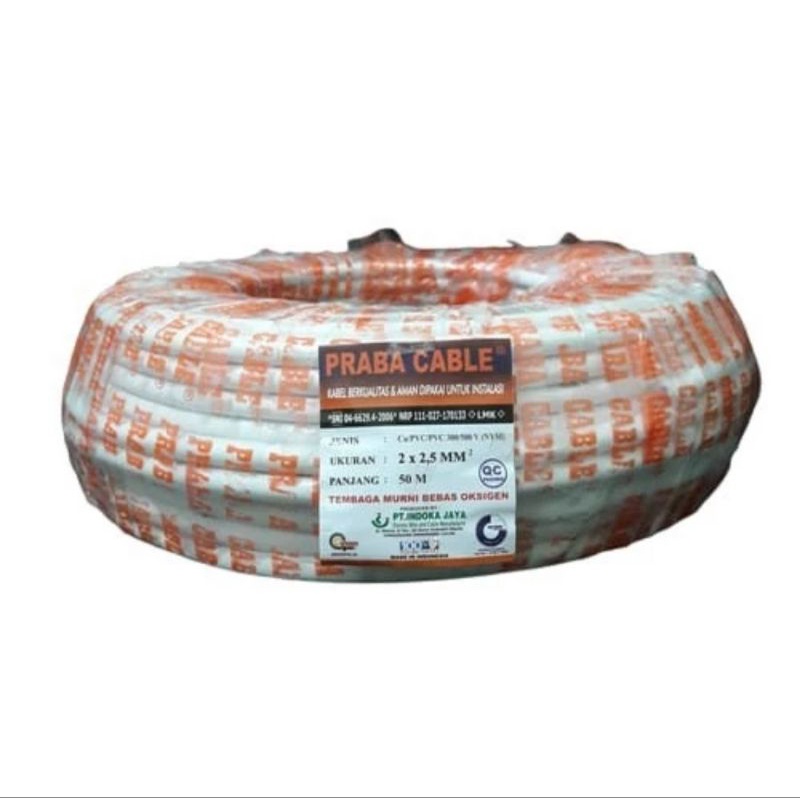 Kabel Listrik NYM 2X2,5 Tembaga Praba 50 Meter SNI LMK