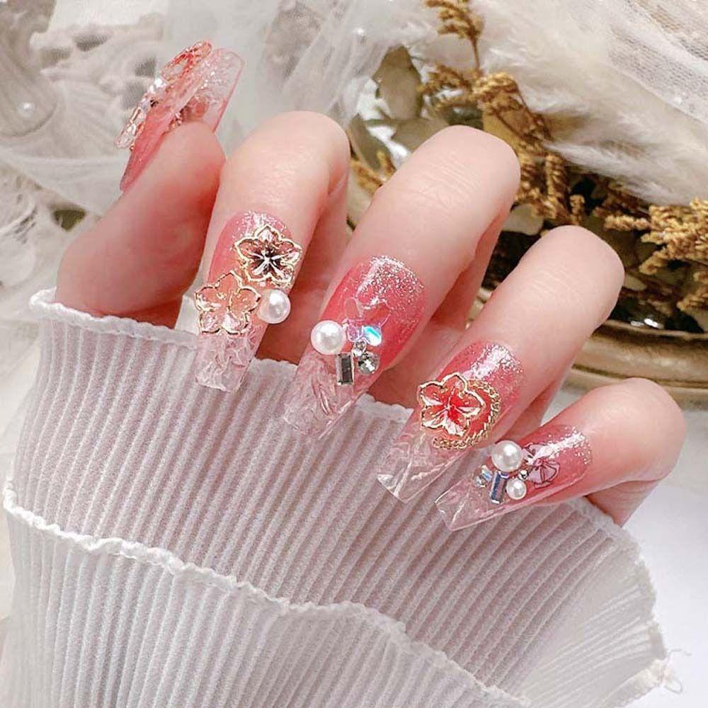 AUGUSTINA Agustina Bunga Hiasan Kuku Resin Fashion Bauhinia Flowers Perhiasan Nail Art Jepang Nail Art Manicure Aksesoris