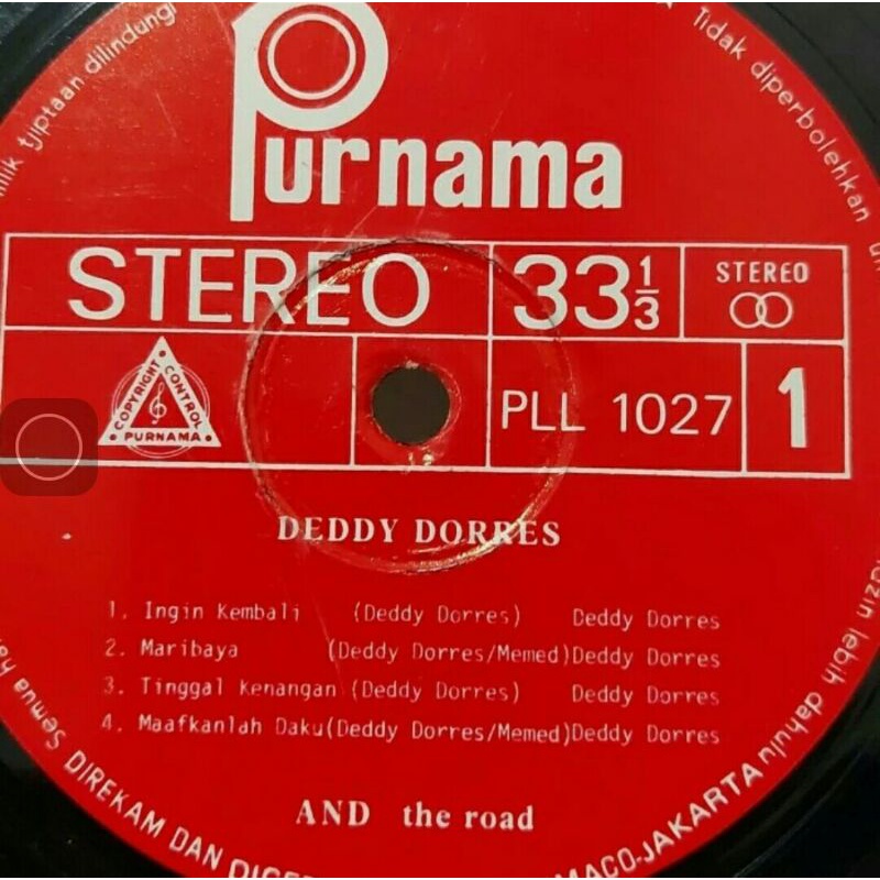 Vinyl Piringan Hitam 12 inc Deddy Dorres and The Road