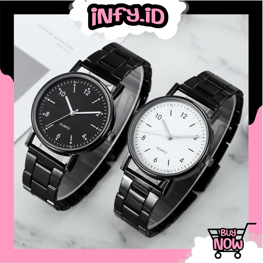 INFY - Jam Tangan Analog Strap Stainless Steel Casual Quartz Wanita Dan Pria Fashion Impor JT056