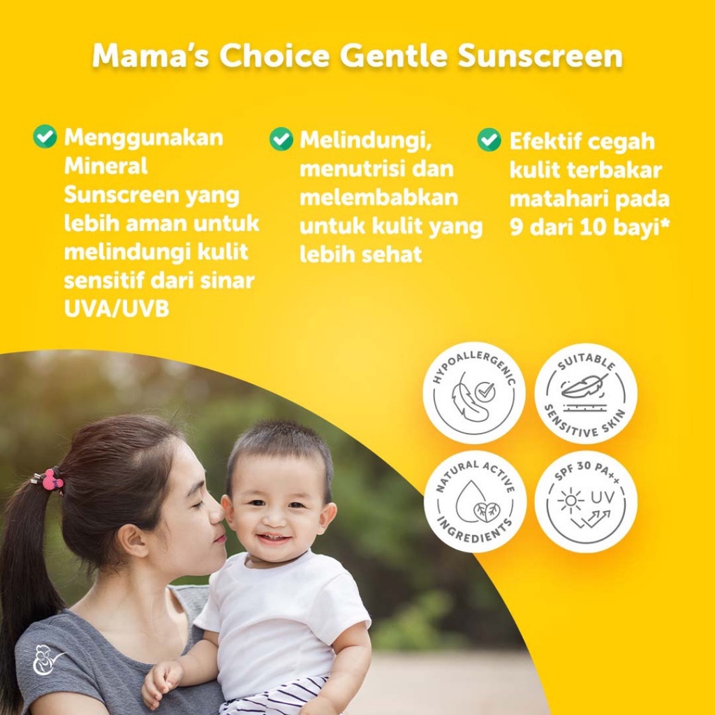 MAMA'S CHOICE Baby Gentle Sunscreen Face &amp; Body 30gr / Mamas Choice Sunscreen Bayi Anak SPF30++ / BANDUNG