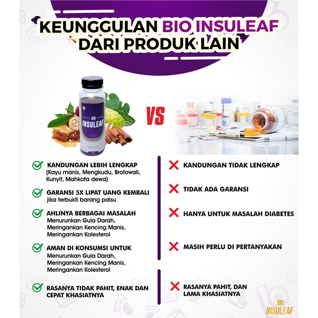 BIO INSULEAF - ORIGINAL 100% HERBAL ALAMI UNTUK ATASI DIABETES TURUNKAN DAN STABILKAN GULA DARAH KENCING MANIS GLUKOSA